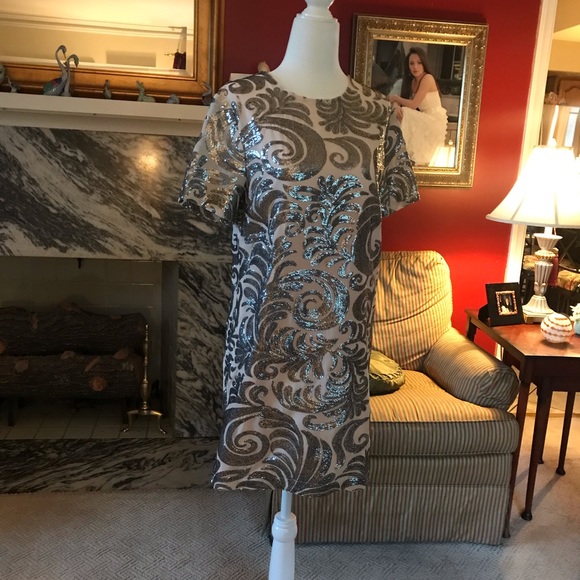 Ivory & Silver Shift Dress - Picture 13 of 15